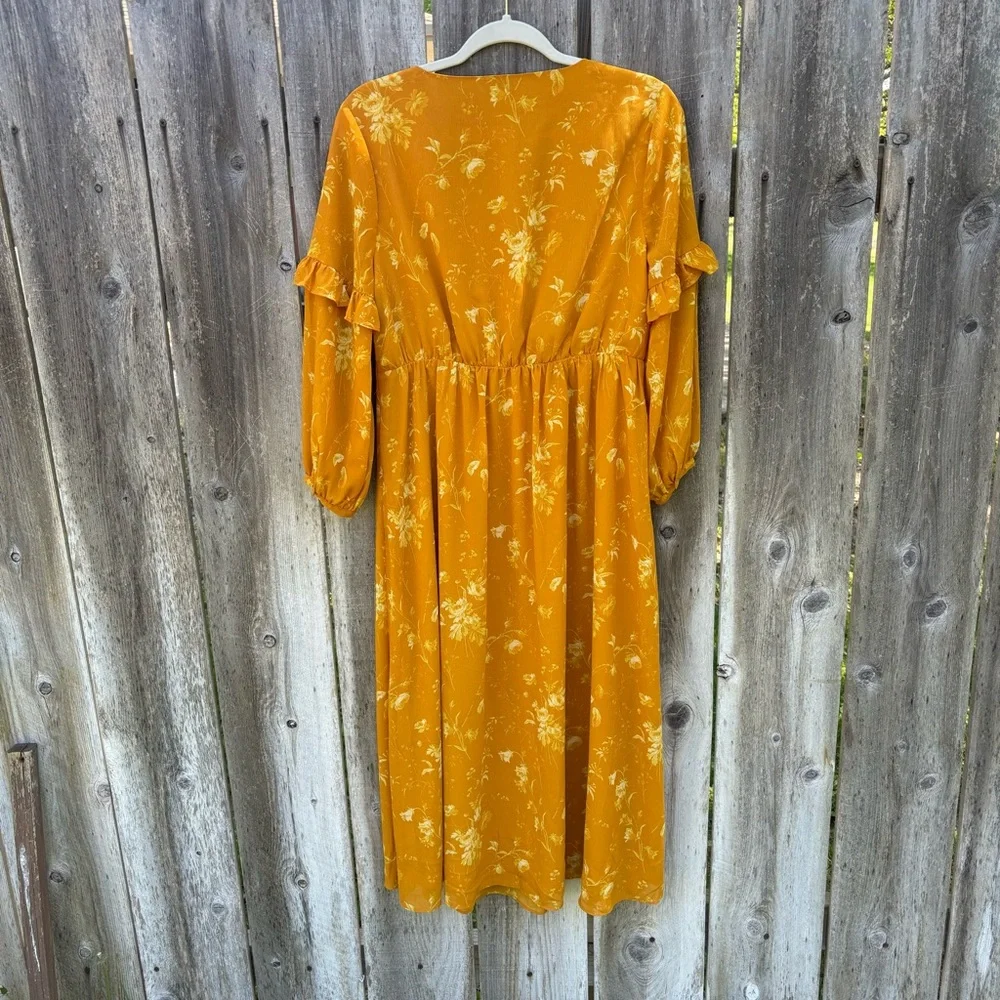 Madewell Ruffle Sleeve Button Front Dress Tonal Brown Size 6 - Picture 2 of 13